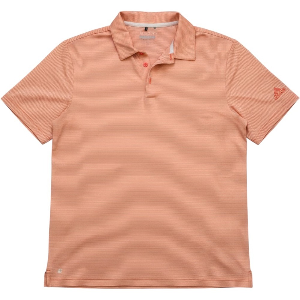 Adidas Golf Polo Shirt Large Striped Performance Polyester Athletic Orange L